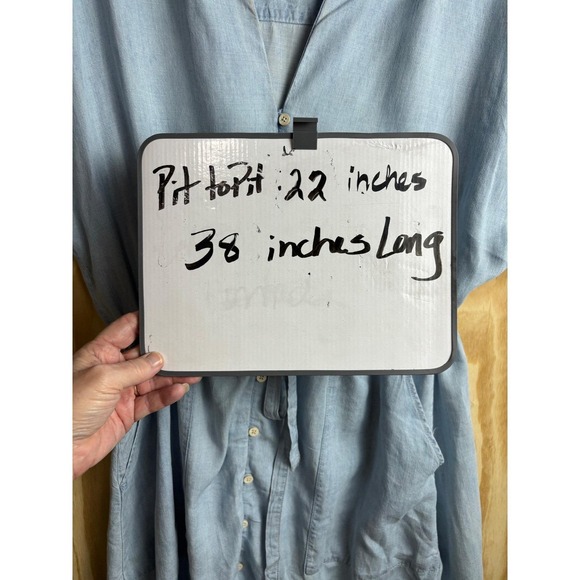 Faherty Tried & True Chambray Oakley Dress Arctic Sea Wash L Linen blend coastal - Picture 4 of 9